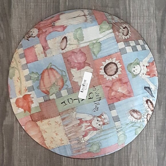 Fall Decorative Serving Plate, Thanksgiving plate, Scarecrow, Maple Leaves - Picture 2 of 4